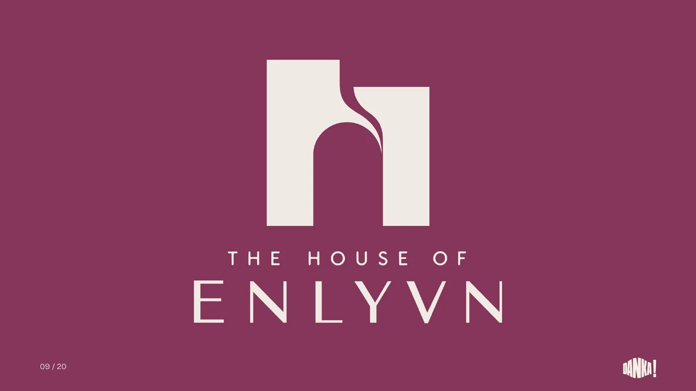 The House of Enlyvn primary lockup in ivory on plum